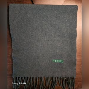 Authentic Fendi 100% Pure All Wool Scarf With 3" Fringe Made in Italy 52" X 12"